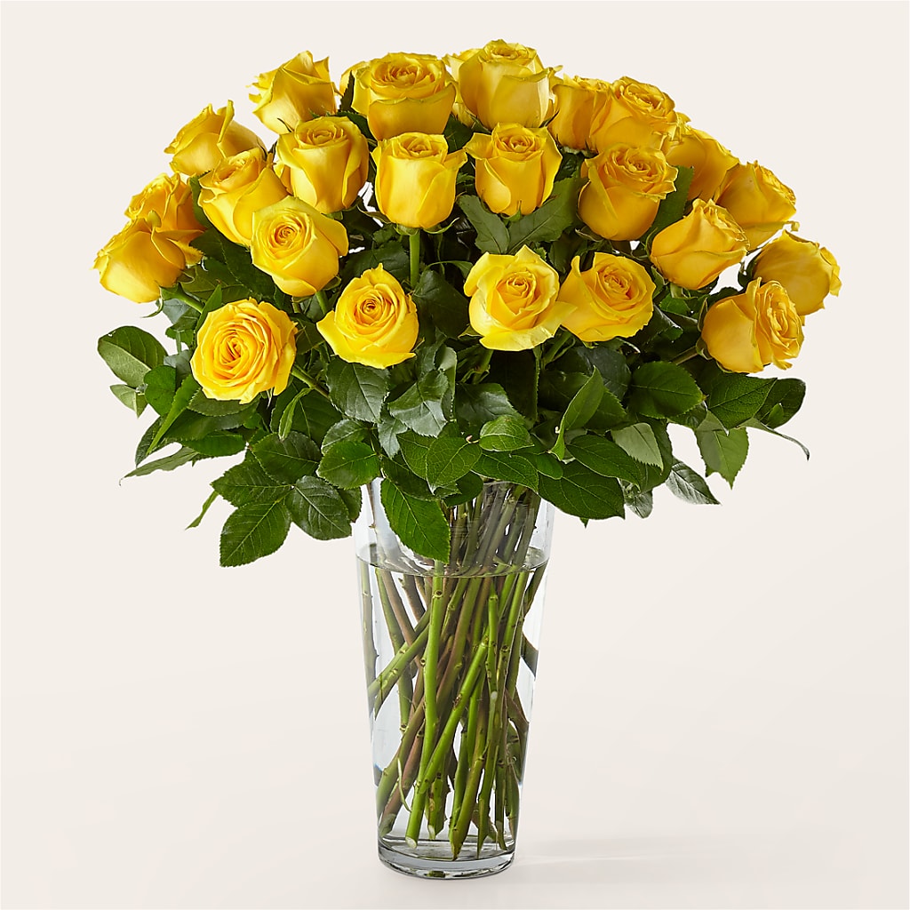 Long Stem Yellow Rose Bouquet – The Arrangement Smiles Unlimited Llc, Anderson IN