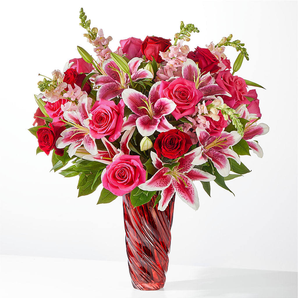 Always You Bouquet with Luxe Swirl Vase – The Arrangement Smiles Unlimited Llc, Anderson IN