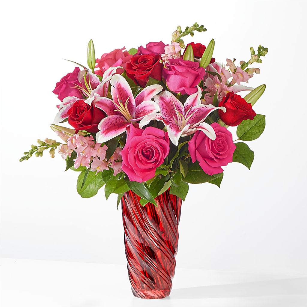 Always You Bouquet with Luxe Swirl Vase – The Arrangement Smiles Unlimited Llc, Anderson IN