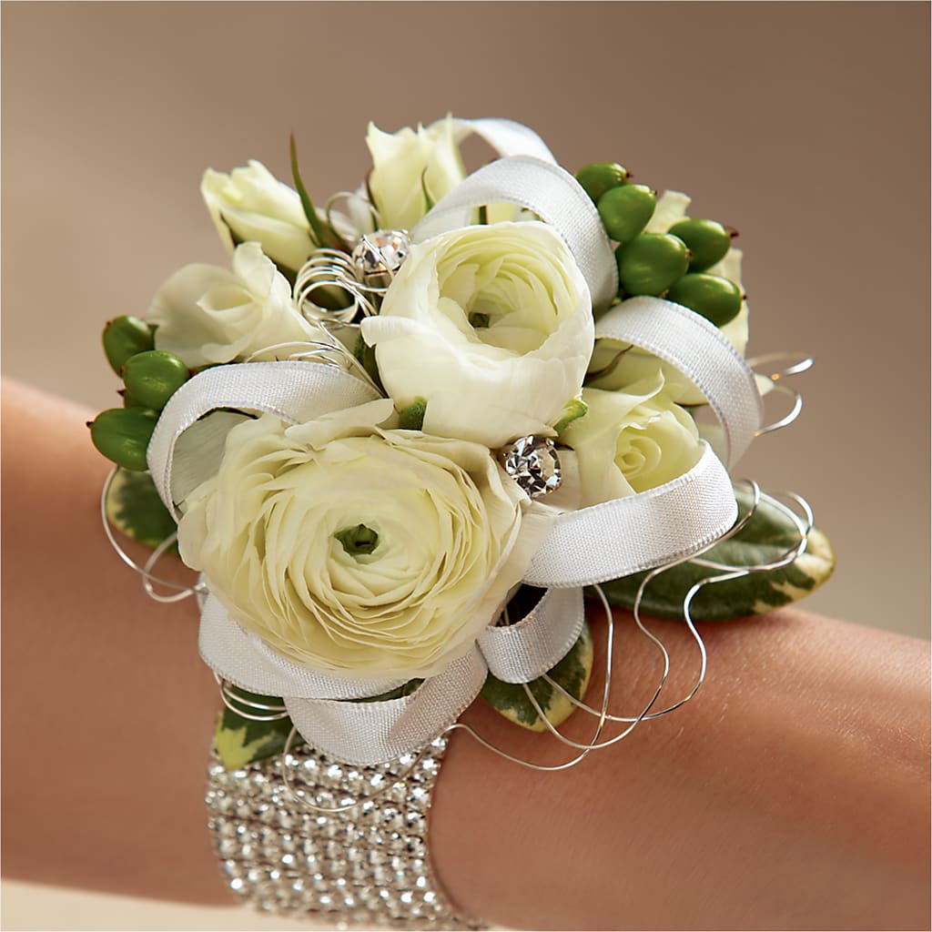 White Wedding Corsage – The Arrangement Smiles Unlimited Llc, Anderson IN