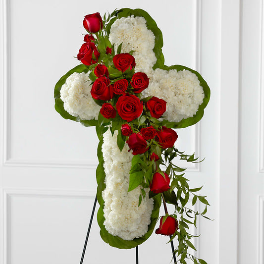 Floral Cross Easel –  The Arrangement Smiles Unlimited Llc, Anderson IN