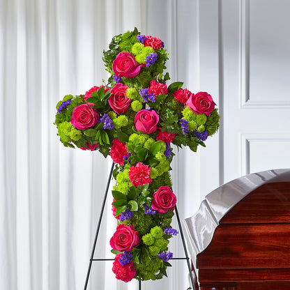 Tribute Rose Floral Cross –  The Arrangement Smiles Unlimited Llc, Anderson IN