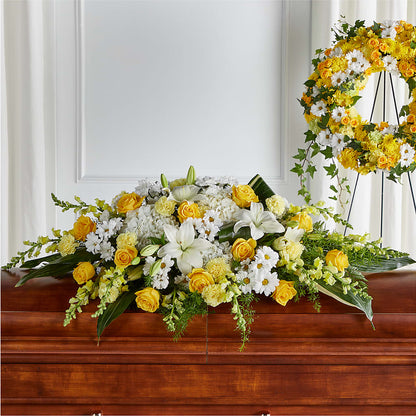 Golden Harmony Casket Spray –  The Arrangement Smiles Unlimited Llc, Anderson IN