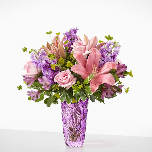 Precious Petals Bouquet with Luxe Swirl Vase –  The Arrangement Smiles Unlimited Llc, Anderson IN
