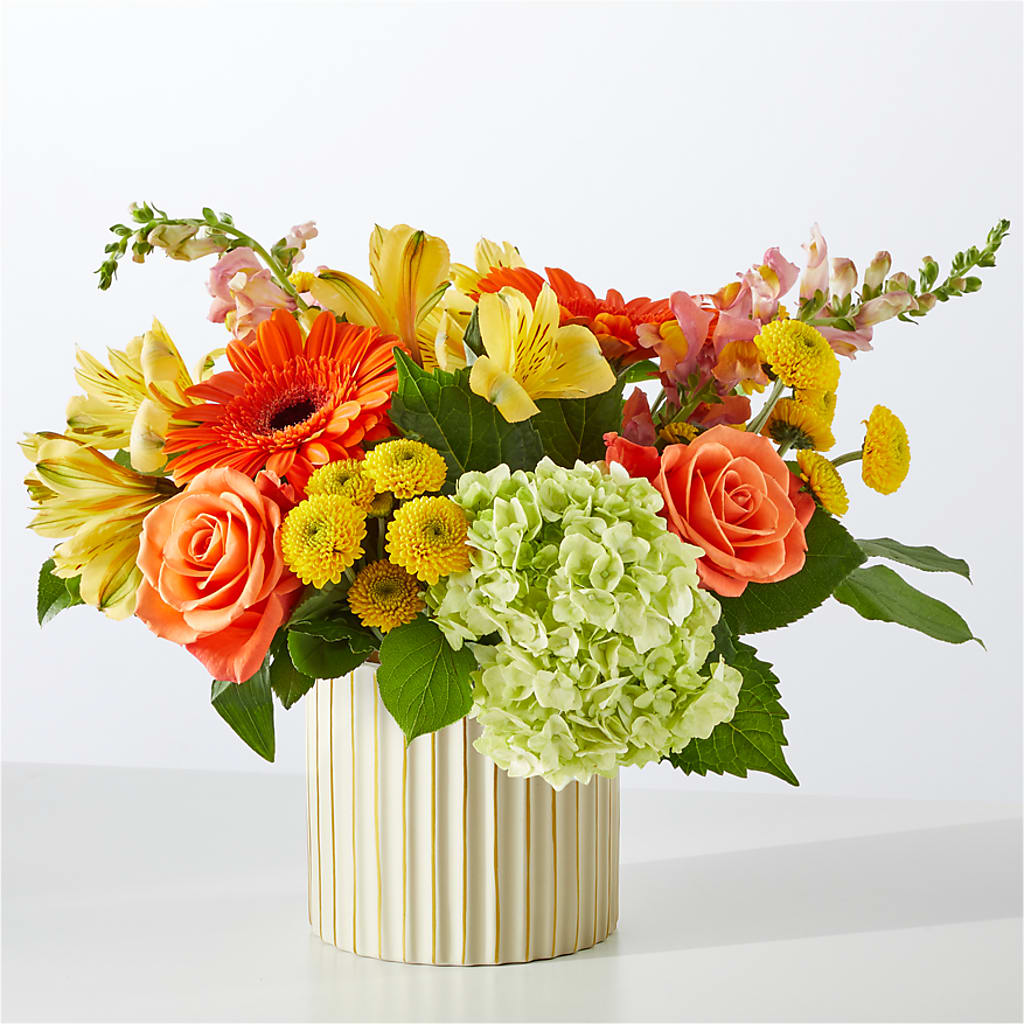 Autumn Sunshine Bouquet with Ivory Vase –  The Arrangement Smiles Unlimited Llc, Anderson IN