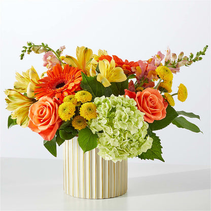 Autumn Sunshine Bouquet with Ivory Vase –  The Arrangement Smiles Unlimited Llc, Anderson IN