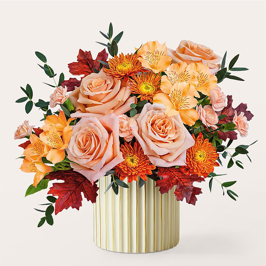 Spiced Latte Bouquet with Ivory Vase –  The Arrangement Smiles Unlimited Llc, Anderson IN