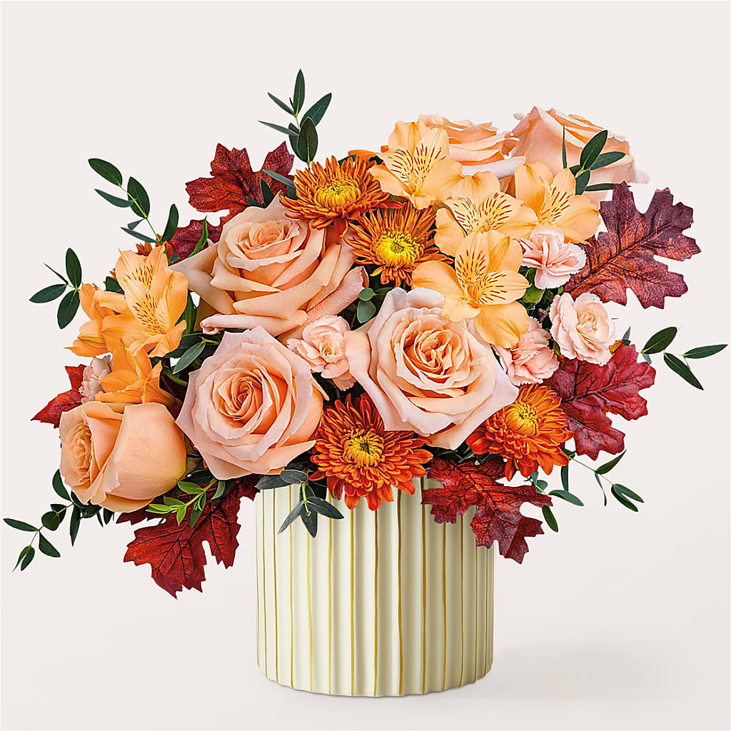 Spiced Latte Bouquet with Ivory Vase –  The Arrangement Smiles Unlimited Llc, Anderson IN