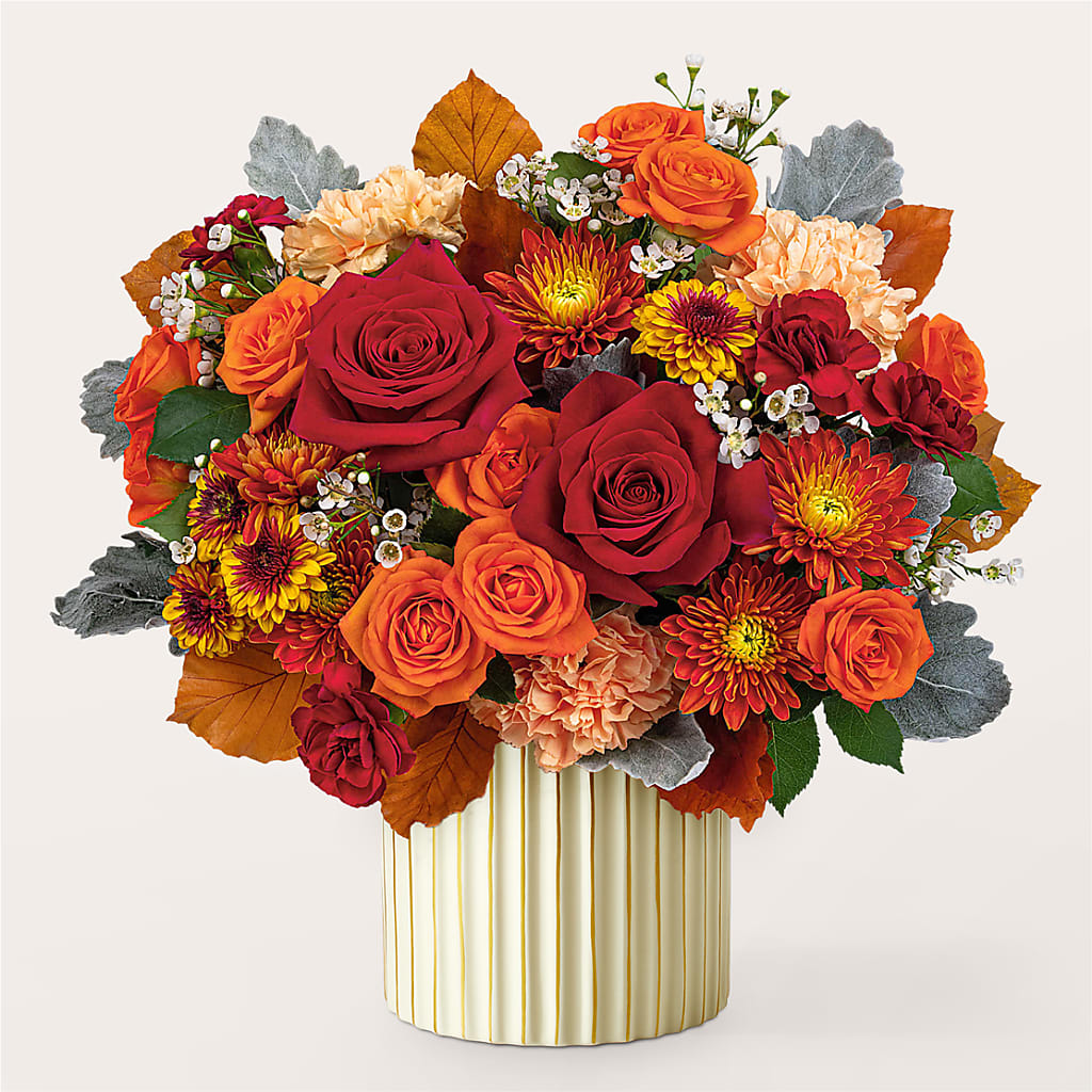 Merlot Bouquet with Ivory Vase –  The Arrangement Smiles Unlimited Llc, Anderson IN