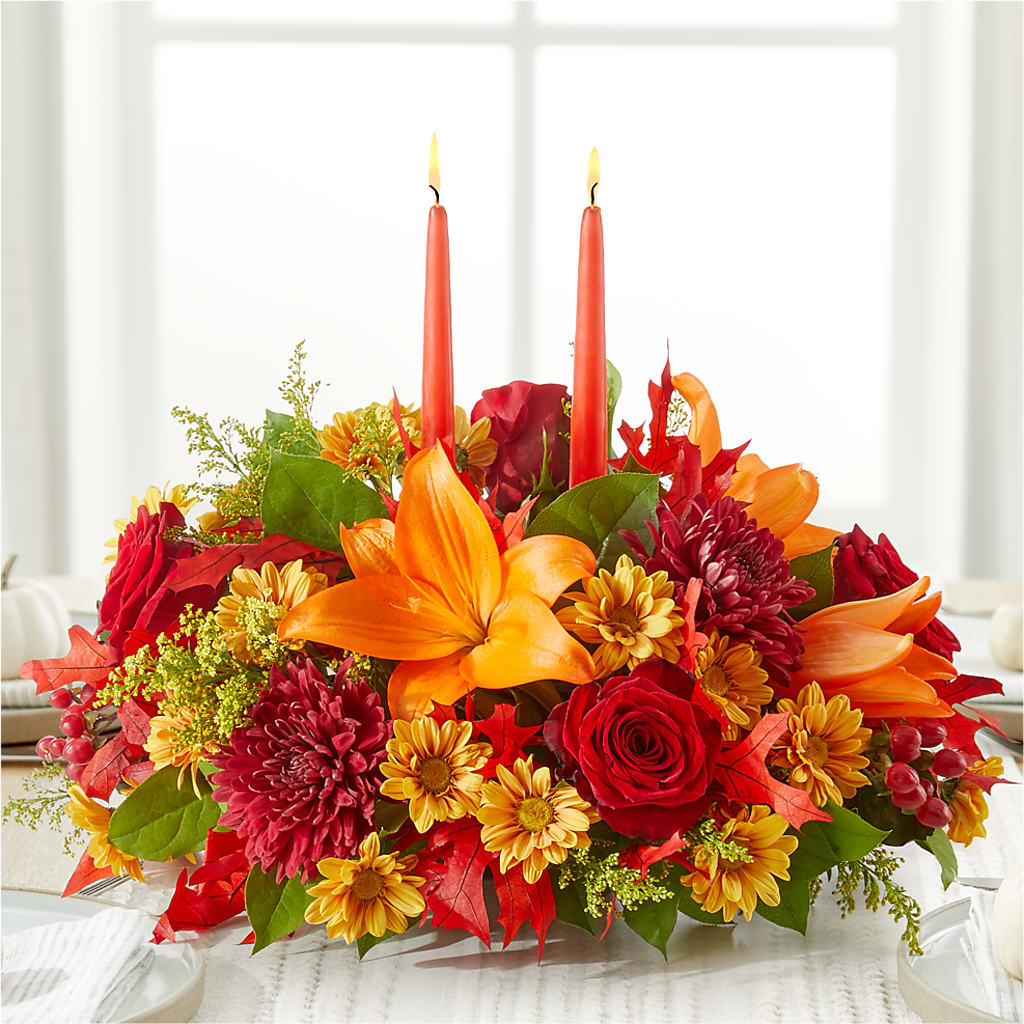 Autumn's Embrace Centerpiece –  The Arrangement Smiles Unlimited Llc, Anderson IN