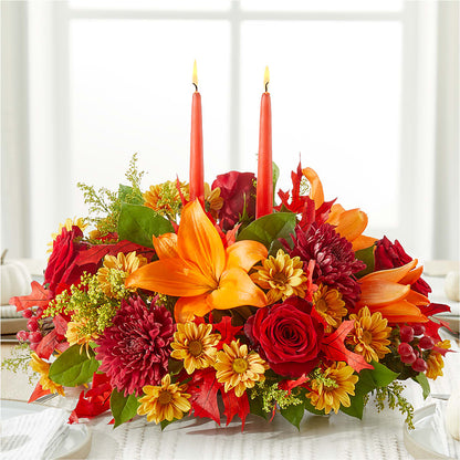 Autumn's Embrace Centerpiece –  The Arrangement Smiles Unlimited Llc, Anderson IN