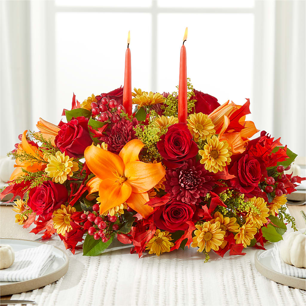 Autumn's Embrace Centerpiece –  The Arrangement Smiles Unlimited Llc, Anderson IN