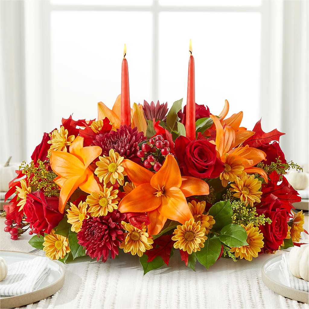 Autumn's Embrace Centerpiece –  The Arrangement Smiles Unlimited Llc, Anderson IN