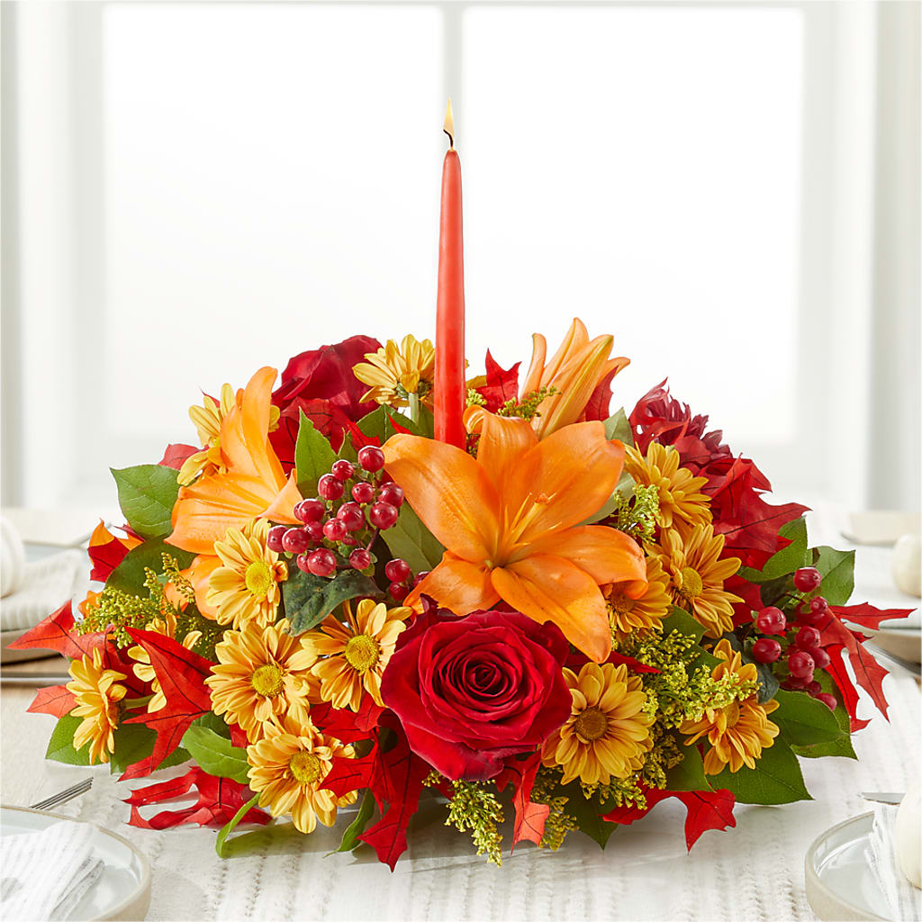 Autumn's Embrace Centerpiece –  The Arrangement Smiles Unlimited Llc, Anderson IN